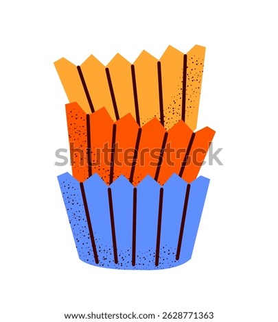 Silicone forms for cooking muffin isolated on white background. Brownie or cupcake drawn entirely by hand.