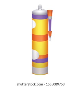 Icono de pistola de silicona. Dibujo de un icono del vector de cañón de silicona para diseño web aislado en fondo blanco
