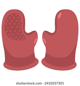 Silicone heat resistant gloves vector cartoon illustration isolated on a white background.
