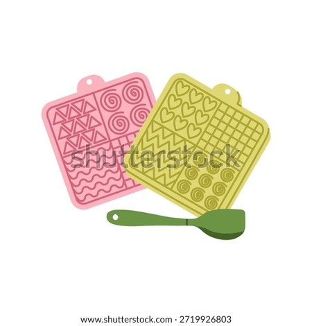 Silicone lick mat or slow feeder for pets. Interactive feeding mat is designed to slow down eating, promote mental stimulation, and provide enrichment for dogs and cats during mealtime. Flat vector illustration