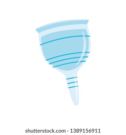 Silicone menstrual cup in flat style isolated on white background - vector illustration of reusable female personal intimate hygiene period product. Alternative feminine menstruation container.