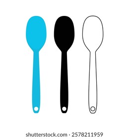 Silicone mixing spoon flat vector design isolated on a white background