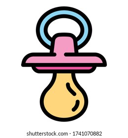 Icono de pacificador de silicona. Icono de vector de pacificador de silicona de contorno para diseño web aislado en fondo blanco