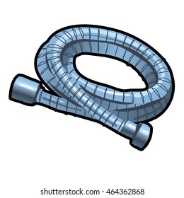 Silicone sanitary hose isolated on white background. Vector cartoon close-up illustration.