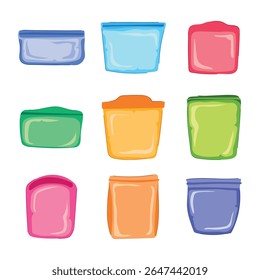 silicone snack bag set cartoon. flexível hermético, lavável sustentável, não tóxico versátil silicone snack bag sinal.