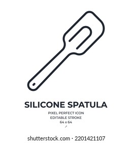 Silicone spatula editable stroke outline icon isolated on white background flat vector illustration. 