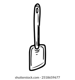 Silicone spatula hand drawn doodle. Device for mixing ingredients when cooking. Stir food. Bakery utensils. Kitchenware. Household kitchen appliance. Vector sketch line art illustration.