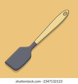 Silicone Spatula Vector Icon Illustration with Outline for Design Element, Clip Art, Web, Landing page, Sticker, Banner. Flat Cartoon Style