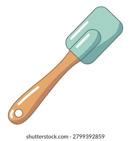 Silicone spatula vector illustration baking scraper with wooden handle cooking ware