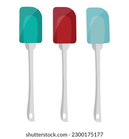 Silicone spatulas on white background