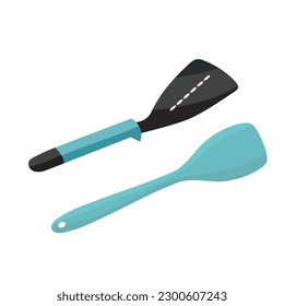 Silicone spatulas on white background