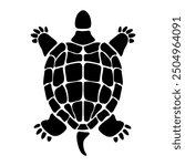 Siliconized turtle, top view. Minimalistic sticker. Vector illustration