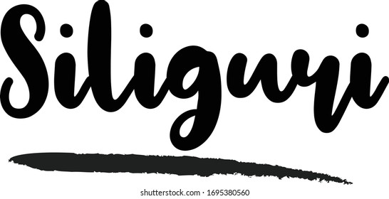 Siliguri - inspirational quote, typography art with brush texture. Black vector phase isolated on white 
background. Lettering for posters, cards design, T-Shirts.