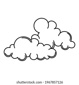 Silized clouds. Decorative tattoo art. Isolated vector illustration.