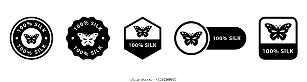 Silk 100 percent - vector icons for clothing labeling.