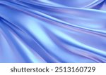 Silk Background Texture. Vector texture of silk natural fabric with smooth folds of pale blue color like forget-me-not. 3D Realistic