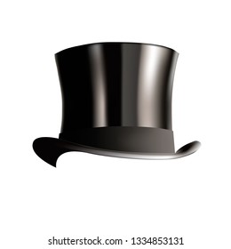 Silk black top hat. Isolated vector illustration.