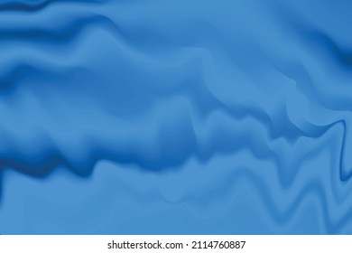 Silk blue background. Abstract vector pattern with copy space. Liquid wave texture, smooth drapery wallpaper. Wedding fabric, satin. Wavy design for banner, card, postcard, backdrop.