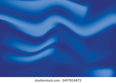 Silk blue background. Abstract vector pattern with copy space. Liquid wave texture, smooth drapery wallpaper. Wedding fabric, satin. Wavy design for banner, card, postcard, backdrop.