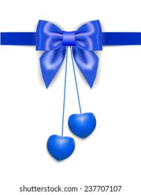 Silk bow and blue hearts