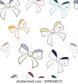 the silk bow is colored .Decorative decoration. a design element. vector illustration on a white background.print,seamless pattern