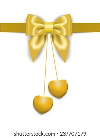 Silk bow and gold hearts