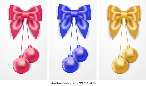 Silk bow, ribbon, balls