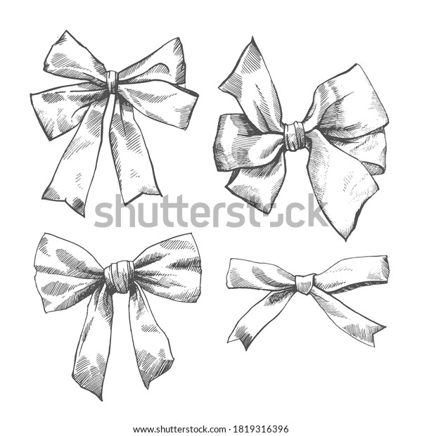 Silk Bows Christmas Hand Drawn Vector Stock Vector (Royalty Free ...