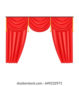 Silk classical curtains for opera or theater decor vector Illustration