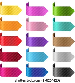 Silk Colorful Ribbon Set Isolated White Background With Gradient Mesh, Vector Illustration