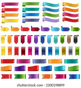 Silk Colorful Ribbons collection Transparent Background With Gradient Mesh, Vector Illustration