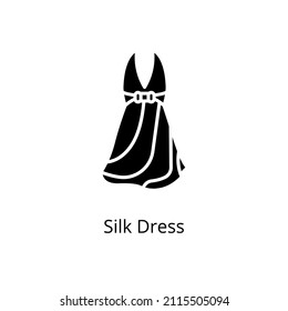 icono de vestido de seda en vector. Logotipo