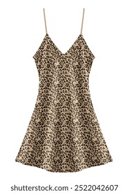 Vestido de seda estampado de leopardo. Vector