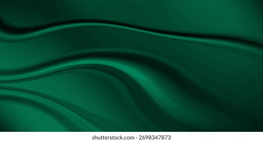 Cortina de esmeralda de seda para el Fondo de pantalla. Fondo natural verde con pliegues suaves. Color verde fresco.

