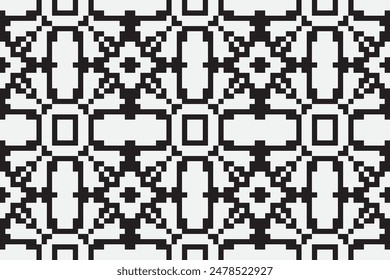 Silk fabric Patola sari Pattern Seamless Native American, Motif embroidery, Pixel Ikat embroidery vector Design for Print tapestry floral kimono repeat pattern lacing spanish motif