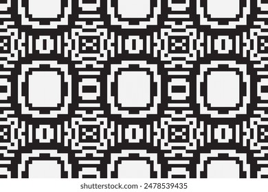 Tejido de seda Patola sari Patrón Seamless Bandana print seda Motif bordado, Pixel Ikat bordado Vector Diseño para imprimir interminable paño arabesco dupatta chal bandana print seda kurta hombres