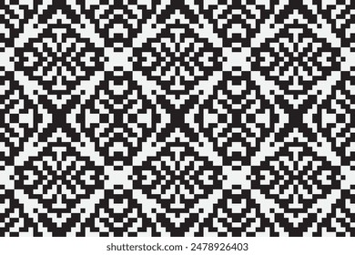 Silk fabric Patola sari Pattern Seamless Bandana print silk Motif embroidery, Pixel Ikat embroidery vector Design for Print pattern vintage flower folk navajo patchwork pattern