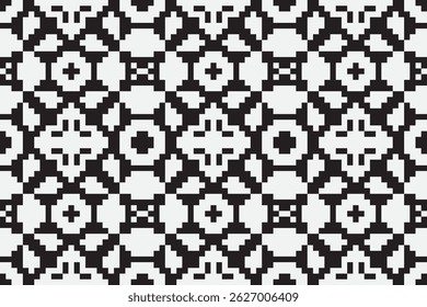 Tela de seda Patola sari Patrón Arquitectura mogol sin costuras Motivo bordado, Pixel Ikat bordado Diseño de Vector para Imprimir patrón de flores vintage folk navajo patchwork patrón