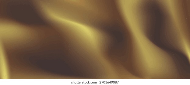 Fondo de onda de oro de seda con satén líquido dorado para el patrón de tela de lujo. Diseño abstracto liso de la bandera con el material amarillo del paño en el Vector 3d.Vector Eps10 de la cinta