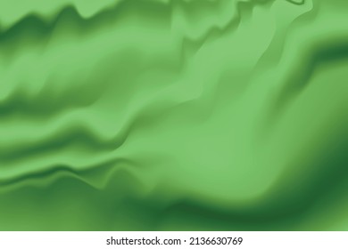 Silk green background. Abstract vector pattern with copy space. Liquid wave texture, smooth drapery wallpaper. Wedding fabric, satin. Wavy design for banner, card, postcard, backdrop.