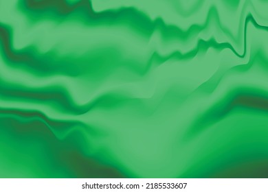 Silk green background. Abstract vector pattern with copy space. Liquid wave texture, smooth drapery wallpaper. Wedding fabric, satin. Wavy design for banner, card, postcard, backdrop.