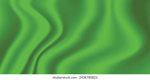 Silk green background. Abstract vector pattern with copy space. Liquid wave texture, smooth drapery wallpaper. Wedding fabric, satin. Wavy design for banner, card, postcard, backdrop.