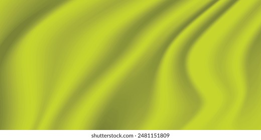 Silk green background. Abstract vector pattern with copy space. Liquid wave texture, smooth drapery wallpaper. Wedding fabric, satin. Wavy design for banner, card, postcard, backdrop.