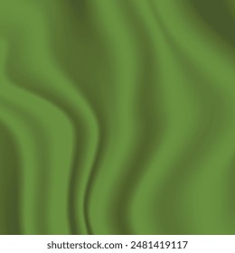 Silk green background. Abstract vector pattern with copy space. Liquid wave texture, smooth drapery wallpaper. Wedding fabric, satin. Wavy design for banner, card, postcard, backdrop.