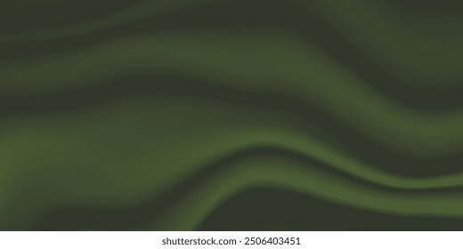 Silk green background. Abstract vector pattern with copy space. Liquid wave texture, smooth drapery wallpaper. Wedding fabric, satin. Wavy design for banner, card, postcard, backdrop.