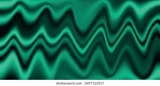 Fundo verde seda. Padrão vetorial abstrato com espaço de cópia. Textura de onda líquida, papel de parede de cortina suave. Tecido de casamento, cetim. Design ondulado para banner, cartão, cartão postal, fundo.