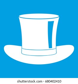 Silk hat icon white isolated on blue background vector illustration