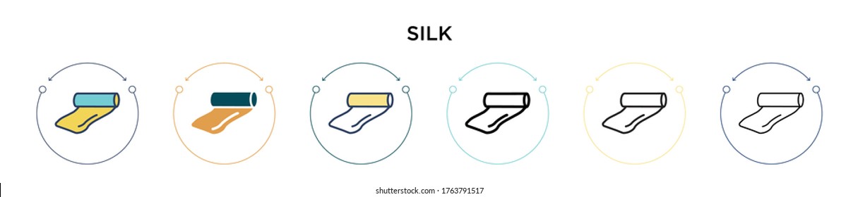 Silk icon in filled, thin line, outline and stroke style. Vector illustration of two colored and black silk vector icons designs can be used for mobile, ui, web