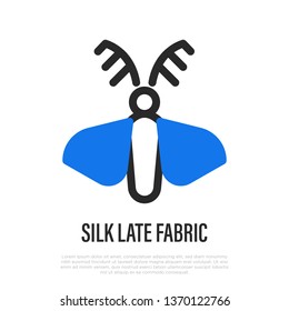 Silk late fabric thin line icon. Silkworm. Vector illustration of fabric feature.