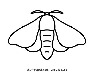 Polilla de seda, icono de línea. Bombyx, insecto de polillas de seda de morera - ilustración lineal de mariposa también conocida como gusanos de seda. Ilustración lineal, trazos editables, símbolo minimalista